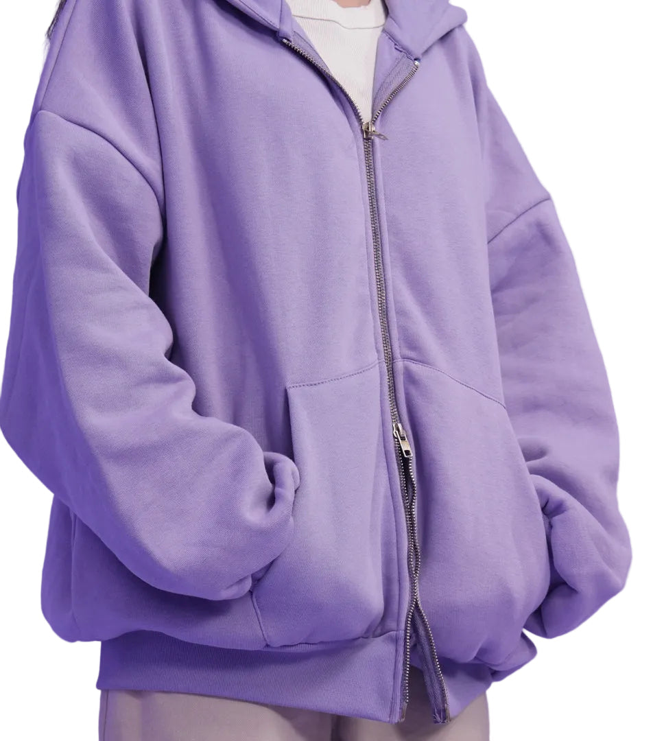 Relaxed Fit Zip-Up Hoodie